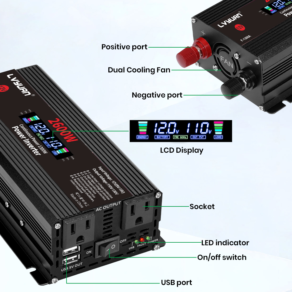 1500W 2000W 2600W Power Invert - Ac Outdoor Power recension och pris